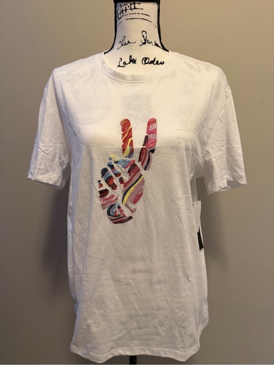 Truth Other - White Tee with Colorful Peace Sign Embroidery